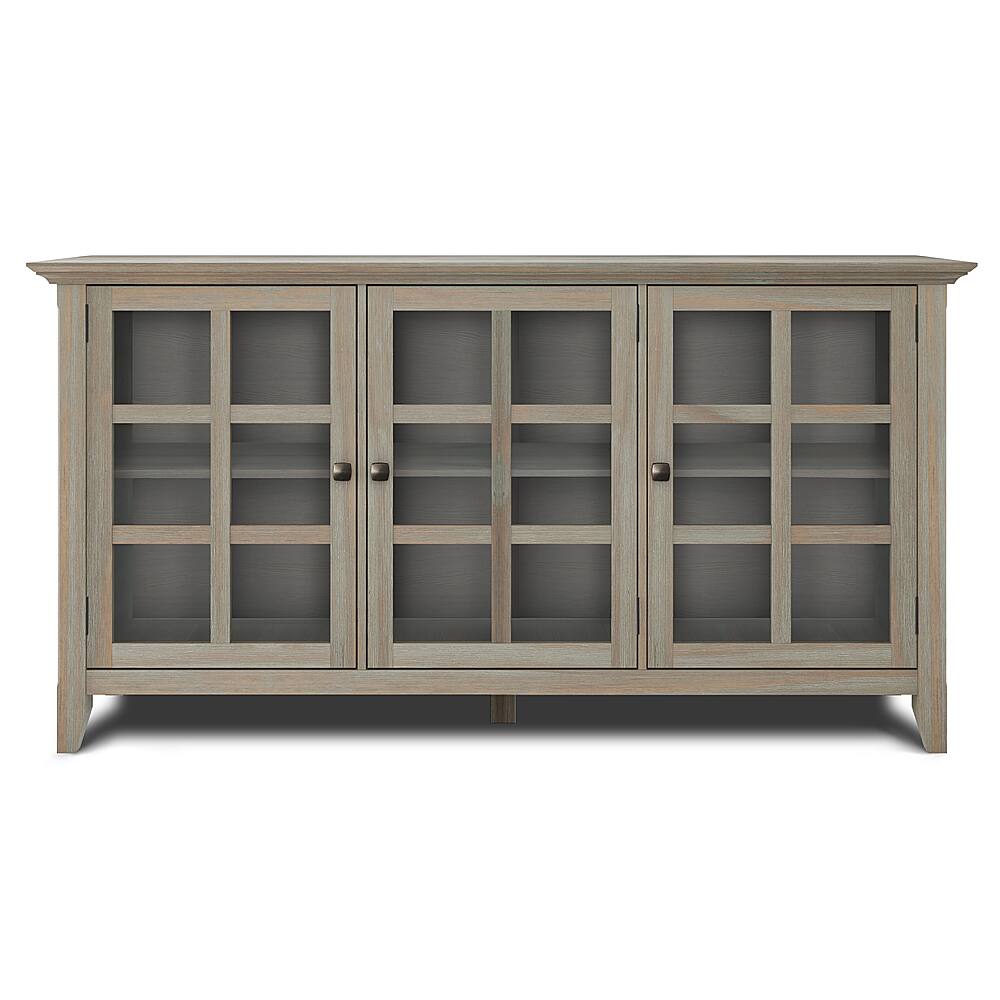 Left. Simpli Home - Acadian SOLID WOOD 62 inch Wide Transitional Wide Storage Cabinet in Distressed Grey - Distressed Gray.