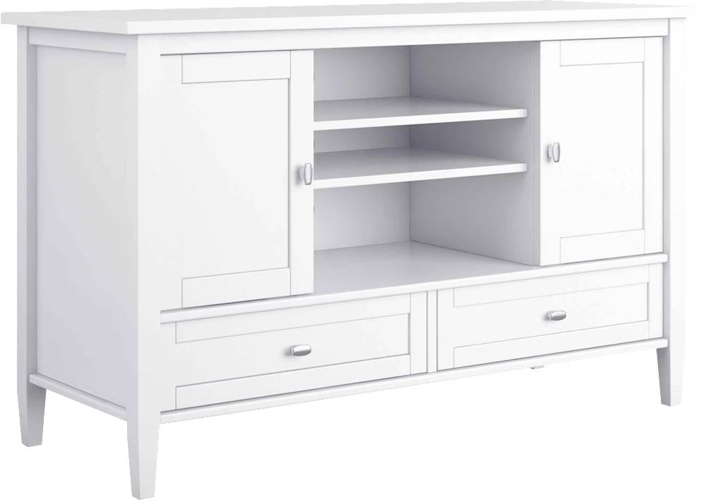 Angle View: Simpli Home - Warm Shaker SOLID WOOD 47 inch Wide Transitional TV Media Stand in White For TVs up to 50 inches - White
