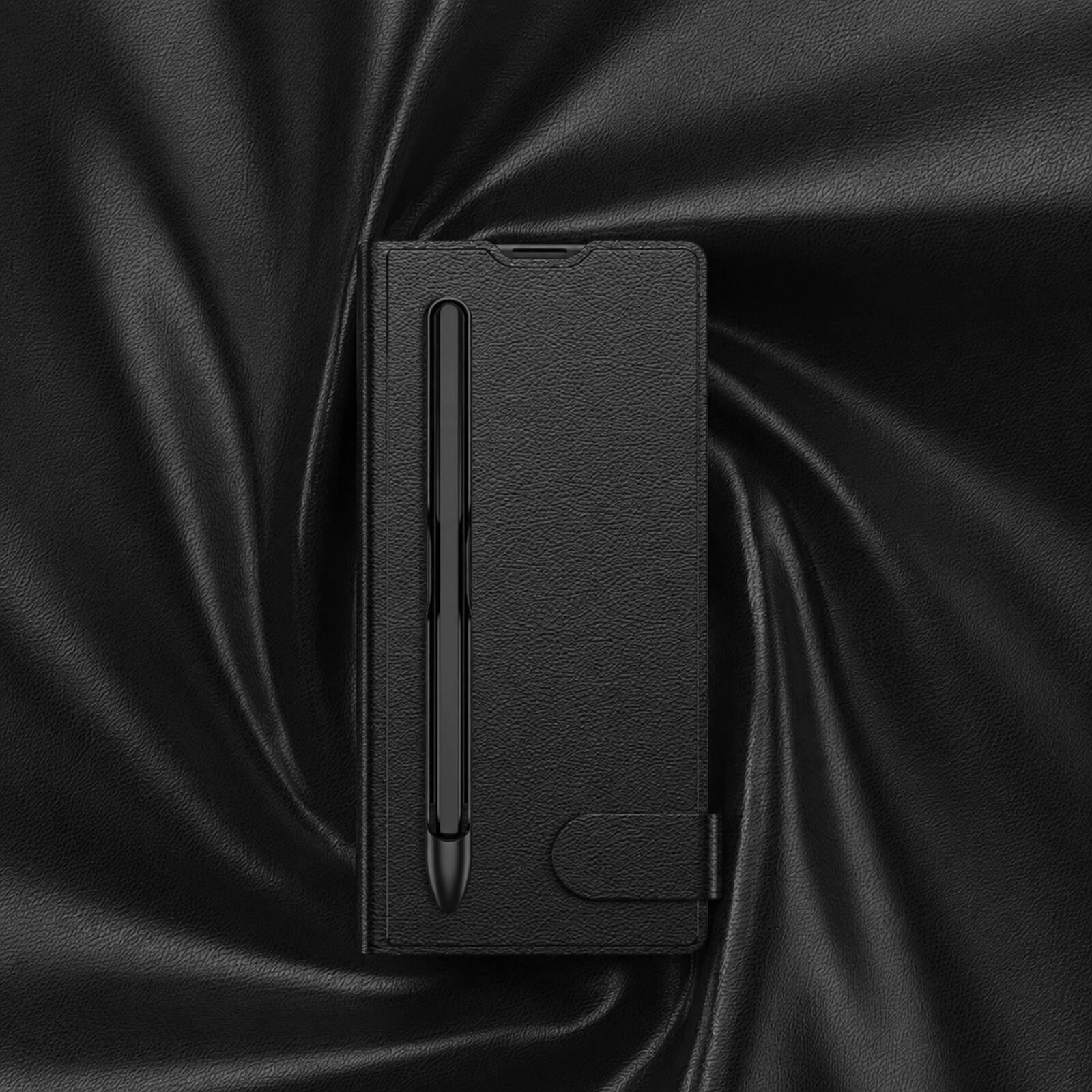 Alt View 3. Dteck - For Samsung Galaxy Z Fold 8 Ultra Wallet Case, Magnetic Wallet Card Kickstand Full Body Pen Holder Protective Cover - Black.