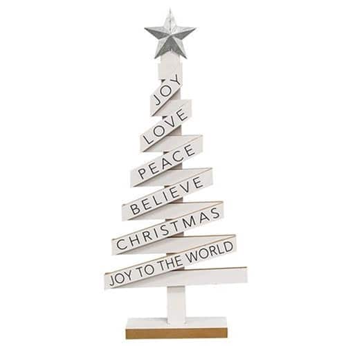 BreeBe - Woodland Christmas Tree w/Sayings - White