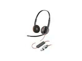 HP - Poly Blackwire 3220 USB-C Stereo Headset w/ Adapter - Black