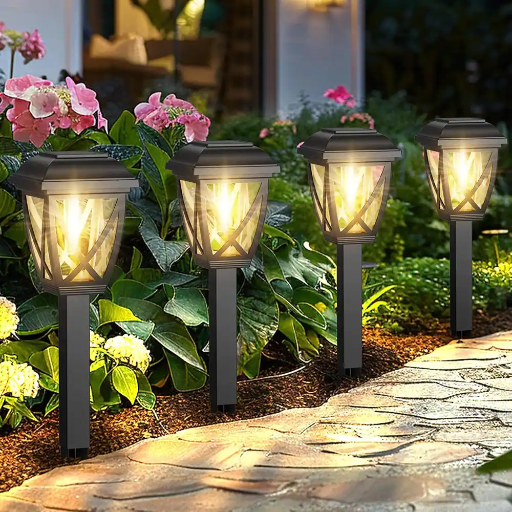 MOSZAR LLC - Solar Lights Outdoor, 10 Pack Waterproof Solar Pathway - Black
