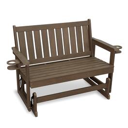 Fortune Candy - Poly Lumber Patio Glider, HIPS Material Weather-Resistant Glider Bench for Outdoor Porch Garden - Deep Brown