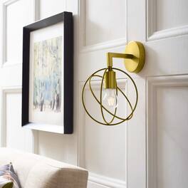 Perimeter Brass Wall Sconce Light Fixture by Modway - Brown