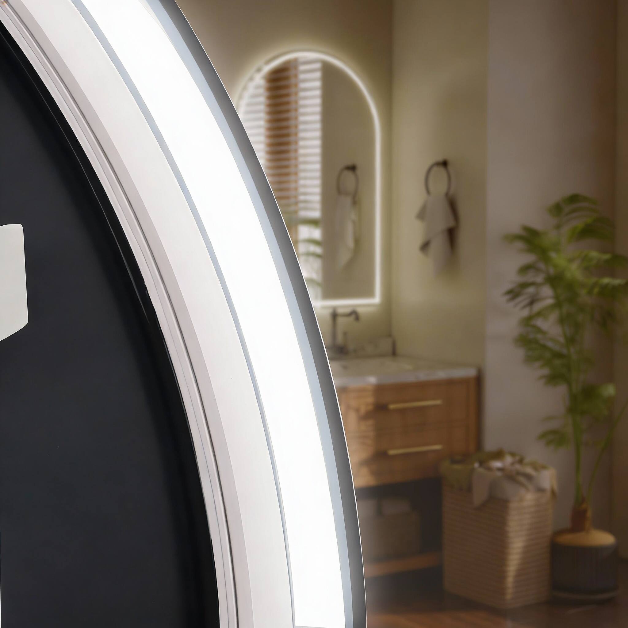 Back. METALTON - Led Arch Bathroom Mirror With Lights Anti fog Dimmable Backlit Front Lit Lighted Vanity For Wall Colors Mem - White 40"L x 30"W.