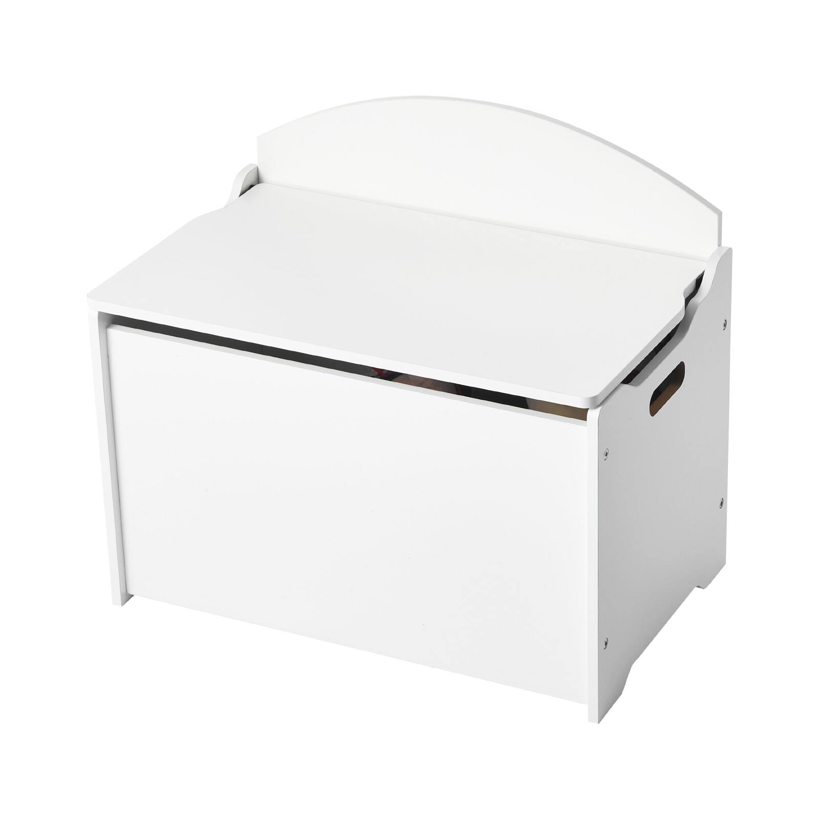 Alt View 5. VEVOR - Kids Storage Bench, Wooden Toy Box Chest with Backrest, Large Storage Cabinet with Safety Hinge, Toddlers Storage Bench - White.