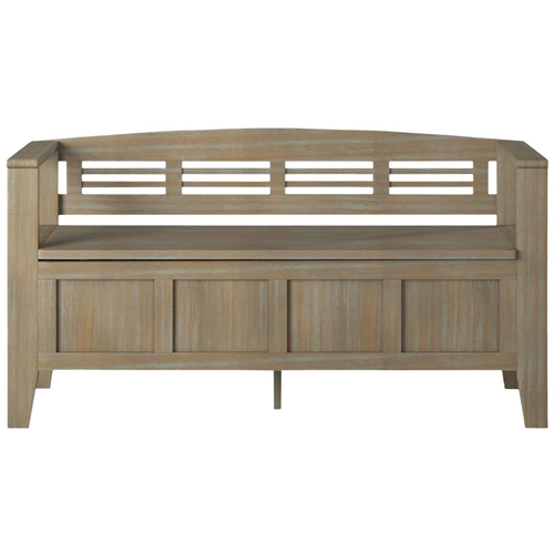 Simpli Home - Adams Wood Storage Bench with Backrest - Distressed Gray was $309.99 now $223.99 (28.0% off)