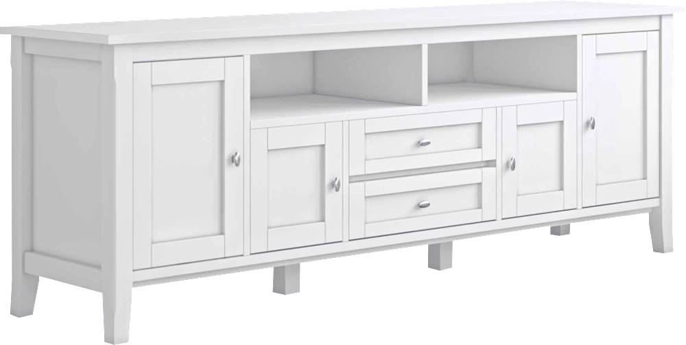 Angle View: Simpli Home - Warm Shaker SOLID WOOD 72 inch Wide Transitional TV Media Stand in White For TVs up to 80 inches - White
