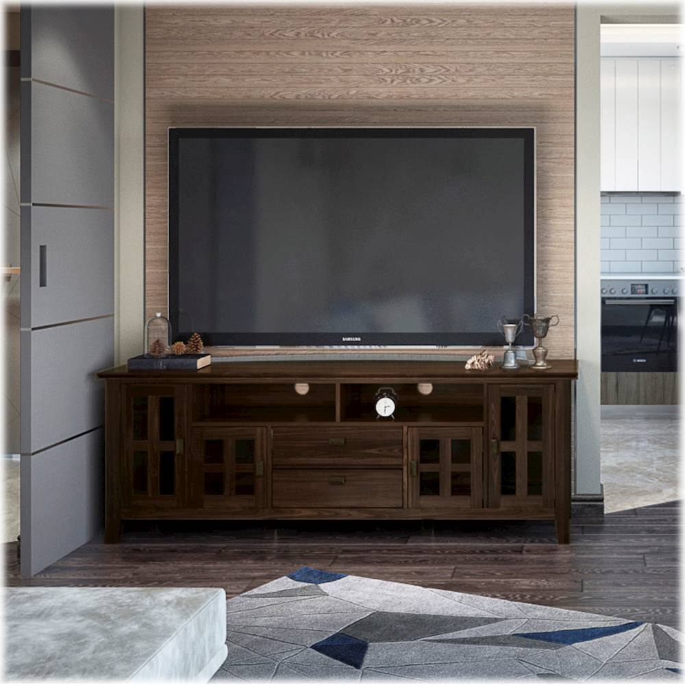 Alt View 16. Simpli Home - Artisan Solid Wood 72 inch Wide Transitional TV Media Stand For TVs up to 80 inches - Tobacco Brown.