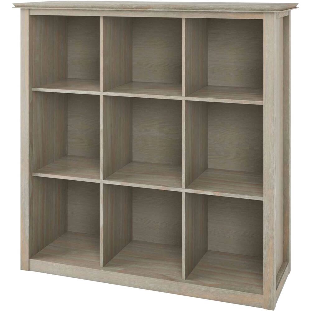 Front. Simpli Home - Artisan Contemporary Wood 9-Shelf Bookcase - Distressed Gray.