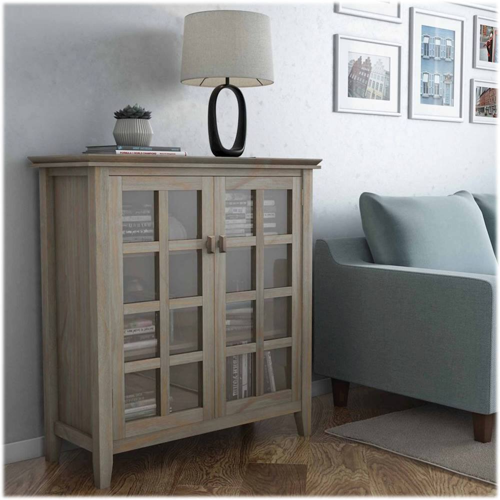 Alt View 14. Simpli Home - Artisan SOLID WOOD 38 inch Wide Transitional Medium Storage Cabinet in Distressed Grey - Distressed Grey.