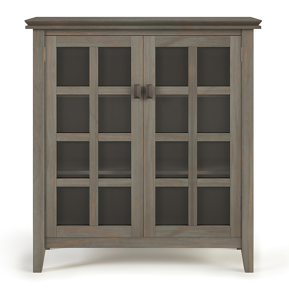 Left View: Simpli Home - Artisan SOLID WOOD 38 inch Wide Transitional Medium Storage Cabinet in - Distressed Grey