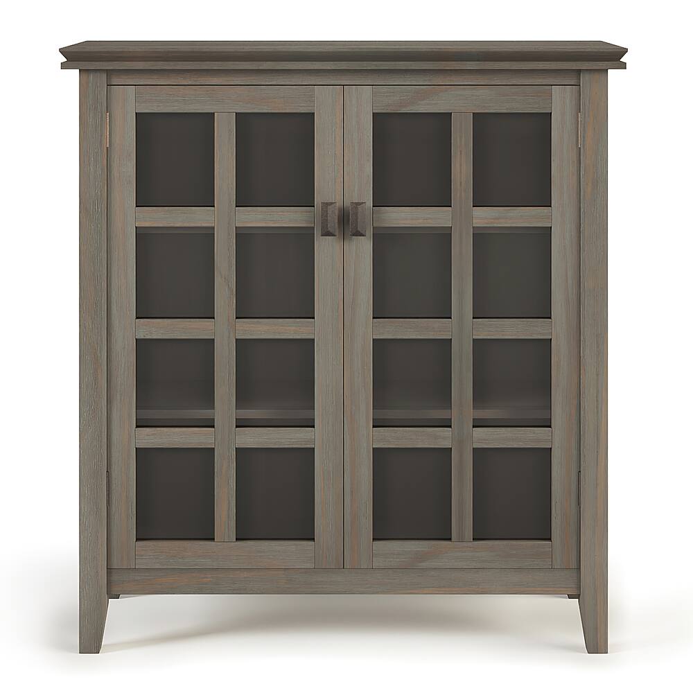 Left. Simpli Home - Artisan SOLID WOOD 38 inch Wide Transitional Medium Storage Cabinet in Distressed Grey - Distressed Grey.