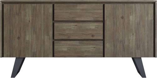 Simpli Home - Lowry Modern Industrial Acacia Wood And Metal 2-Door 3-Drawer Sideboard - Distressed Gray was $752.99 now $527.99 (30.0% off)