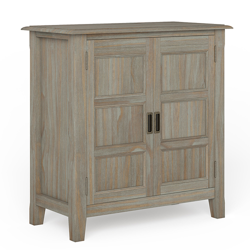 Simpli Home - Burlington Traditional Solid Wood Low Storage Cabinet - Distressed Gray was $313.99 now $219.99 (30.0% off)