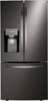 LG - 24.5 Cu. Ft. French Door Smart Refrigerator with External Tall Ice and Water - Black Stainless Steel - Front_Zoom