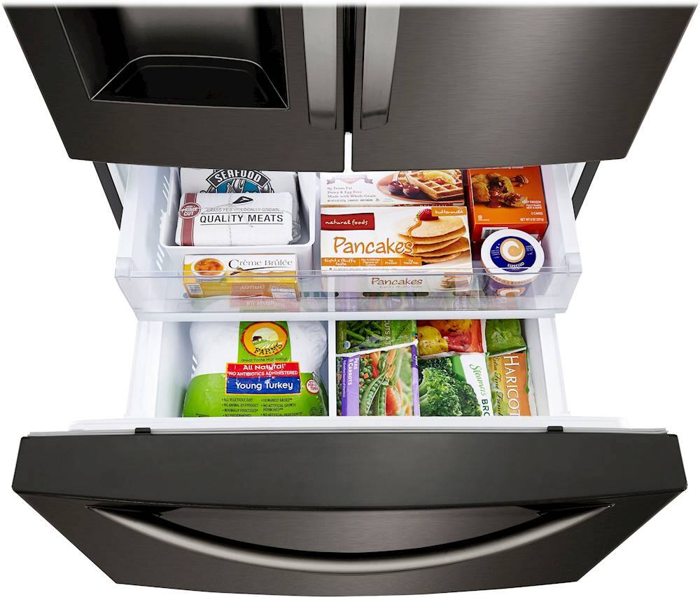 Alt View 16. LG - 24.5 Cu. Ft. French Door Smart Refrigerator with External Tall Ice and Water - PrintProof Black Stainless Steel.