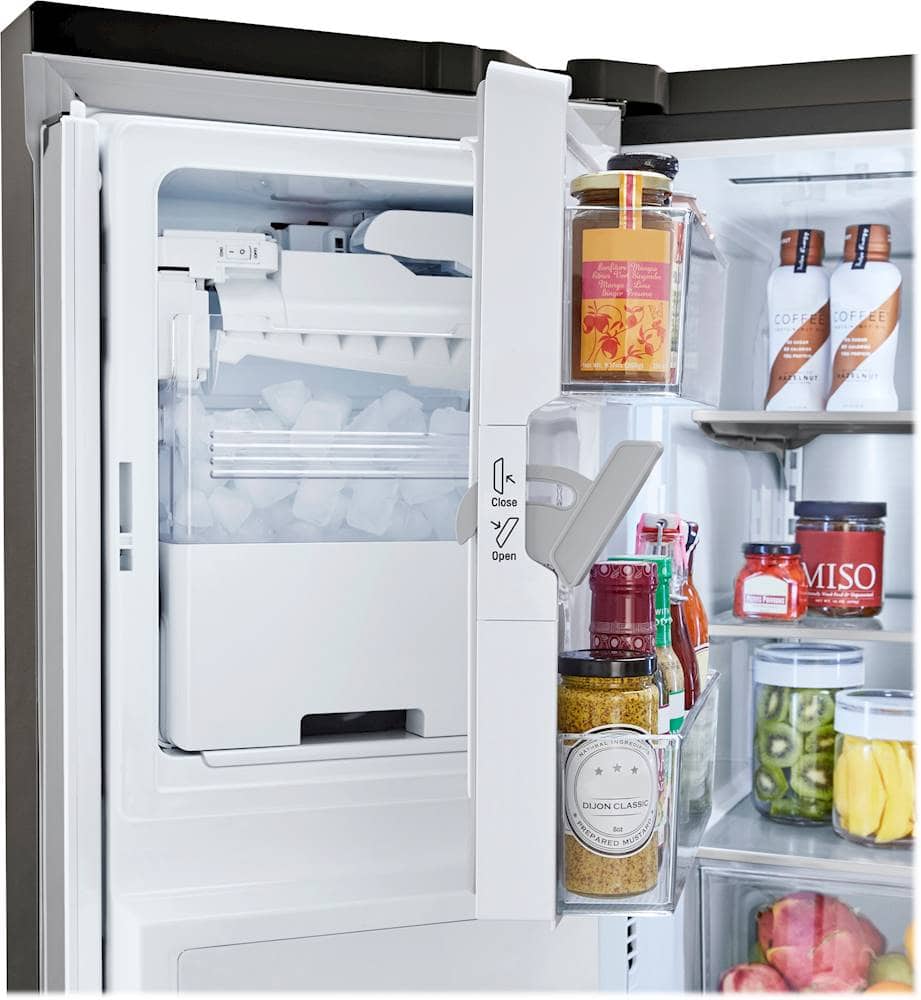Alt View 26. LG - 24.5 Cu. Ft. French Door Smart Refrigerator with External Tall Ice and Water - PrintProof Black Stainless Steel.
