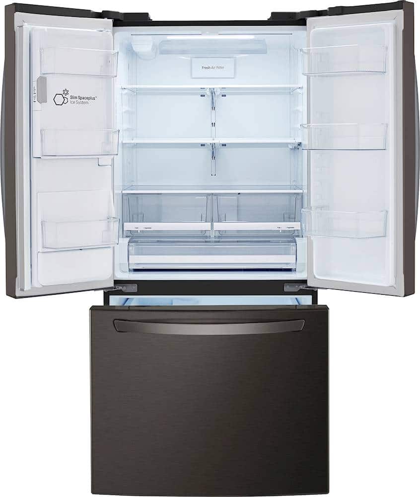 Alt View 3. LG - 24.5 Cu. Ft. French Door Smart Refrigerator with External Tall Ice and Water - PrintProof Black Stainless Steel.