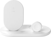 Belkin - 3-in-1 Wireless Charger - Fast Charging Stand for iPhone, Watch & AirPods - Qi-Certified Charger - Case Compatible - White - Front_Zoom