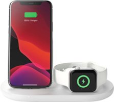Belkin - BOOST CHARGE™ 3-in-1 Wireless Charger For iPhone + Apple Watch + AirPods - White - Front_Zoom