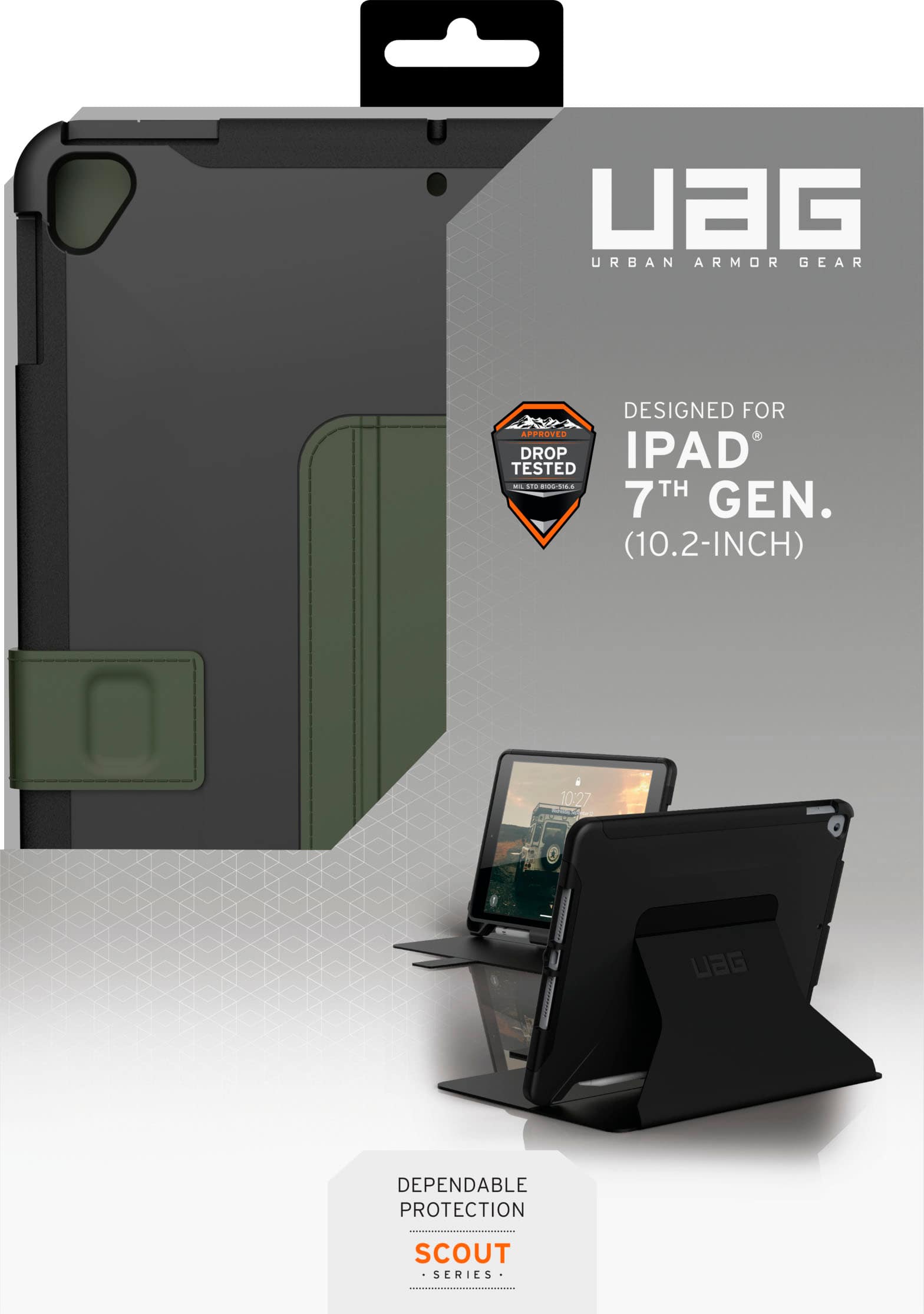 Alt View 17. UAG - Scout Folio Case for Apple® iPad® 10.2-Inch (9th/8th/7th Generations) - Black.