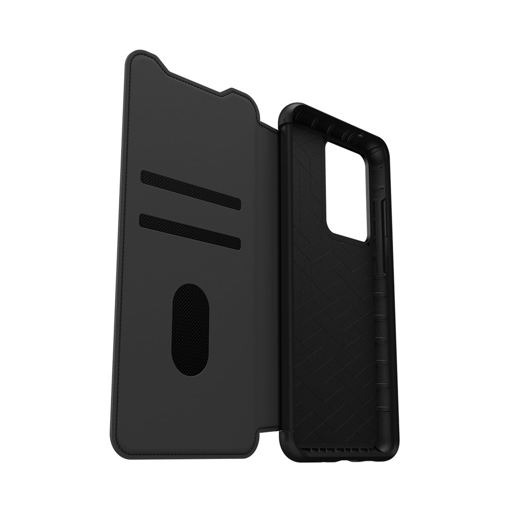 Left View: OtterBox - Strada Series Folio Case for Samsung Galaxy S20 Ultra 5G - Shadow Black