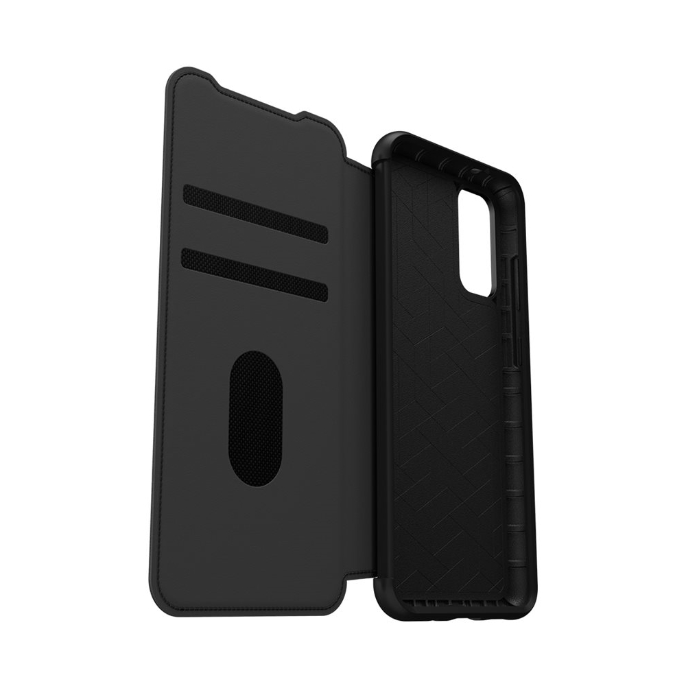 Left View: OtterBox - Strada Series Folio Case for Samsung Galaxy S20 and S20 5G - Shadow Black