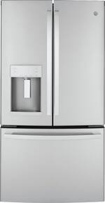 GE - ENERGY STAR® 22.1 Cu. Ft. Counter-Depth Fingerprint Resistant French-Door Refrigerator - Stainless steel - Front_Standard