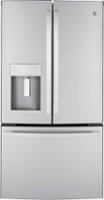 GE - 22.1 Cu. Ft. French Door Counter-Depth Refrigerator - Stainless Steel - Front_Zoom