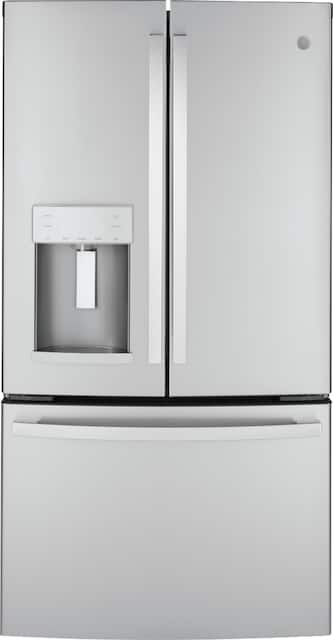 Ge Energy Star 22 1 Cu Ft Counter Depth Fingerprint Resistant French Door Refrigerator Stainless Steel Gye22gynfs Best Buy