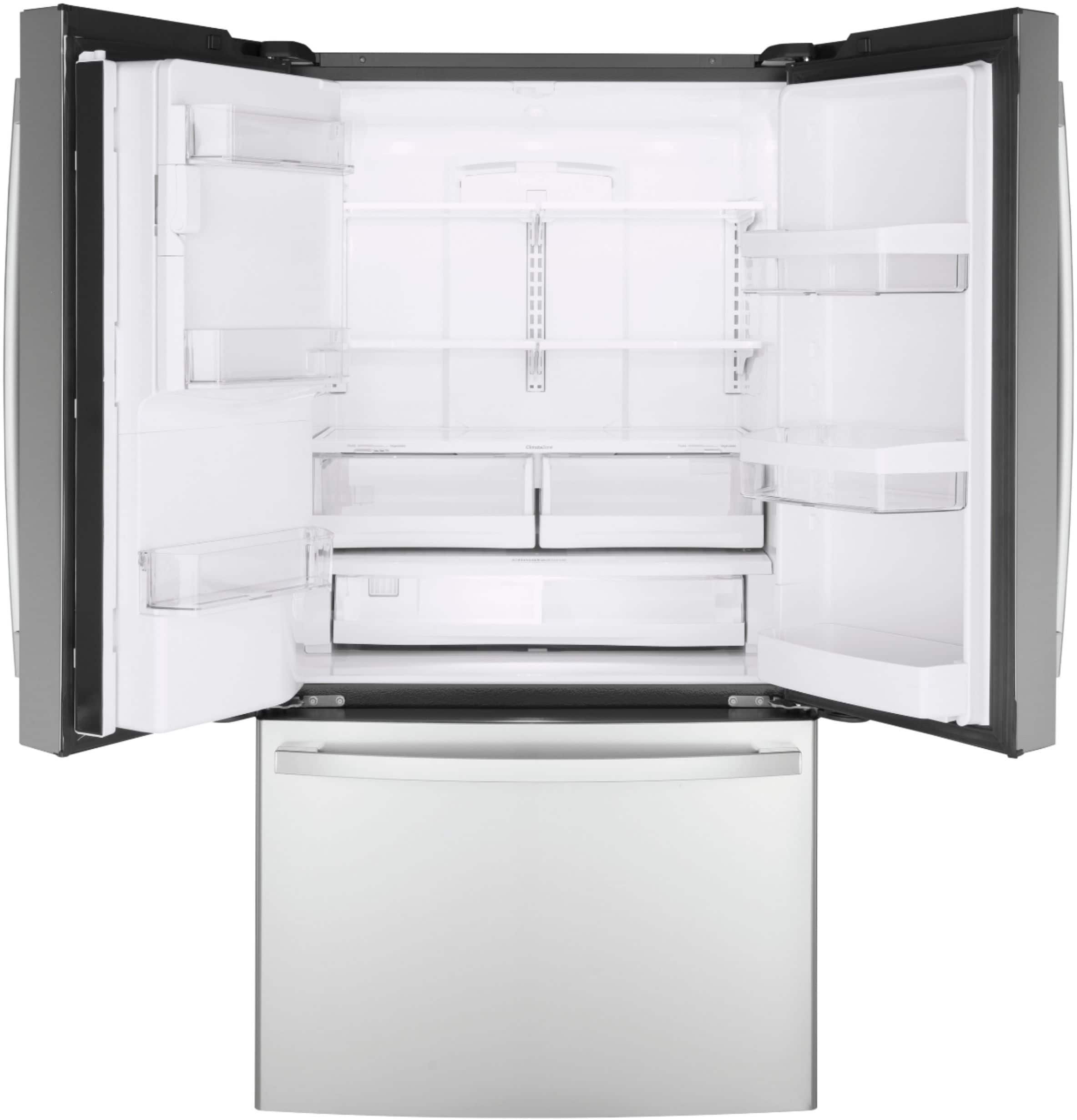 Alt View 1. GE - 22.1 Cu. Ft. French Door Counter-Depth Refrigerator - Stainless steel.