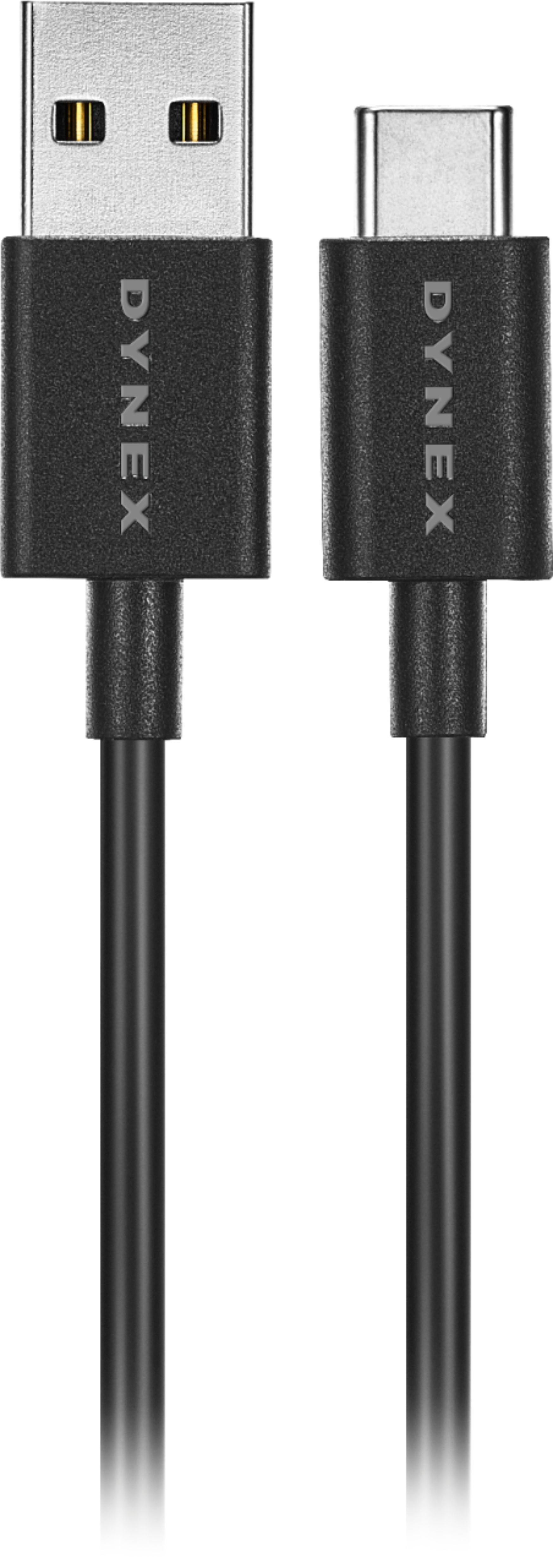 Angle View: Dynex™ - 3' USB Type C-to-USB Type A Charge-and-Sync Cable (2-Pack) - Black