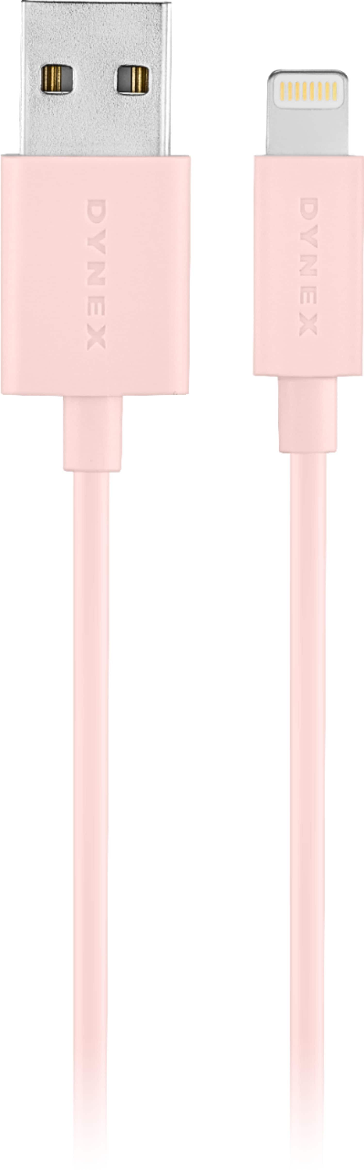 Front. Dynex™ - 3' USB Type A-to-Lightning Charge-and-Sync Cable - Pink.