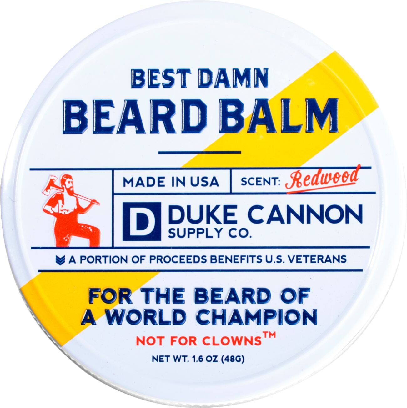 Angle View: Duke Cannon Best Damn Beard Balm - Redwood Scent with Lanolin, 1.6 oz, 1 Premium Tin