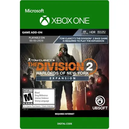 Front. Ubisoft - Tom Clancy's The Division 2 Warlords of New York Expansion. - M (Mature 17+)