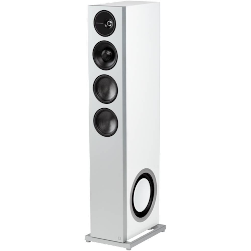 Left. Definitive Technology - Demand D15 3-Way Tower Speaker (Right-Channel) - Single, White, Dual 8” Passive Bass Radiators - Gloss White.