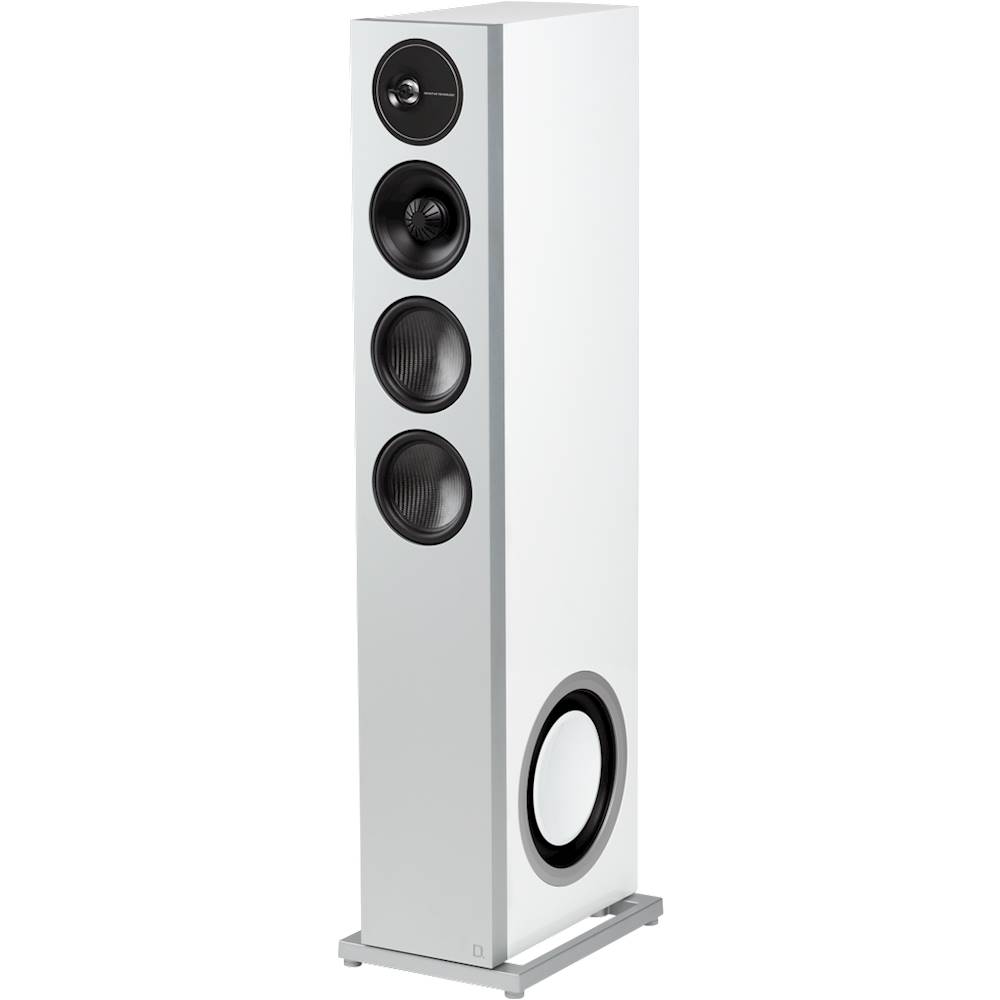 Left View: Definitive Technology - Demand D15 3-Way Tower Speaker (Left-Channel) - Single, White, Dual 8” Passive Bass Radiators - Gloss White
