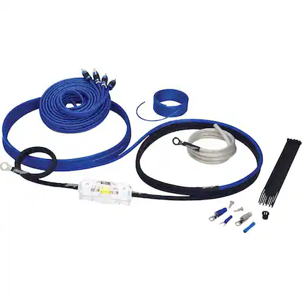 Front. Stinger - 6000 Series 8GA Complete Amplifier Wiring Kit for Car Audio Systems up to 800W/70A - Blue.