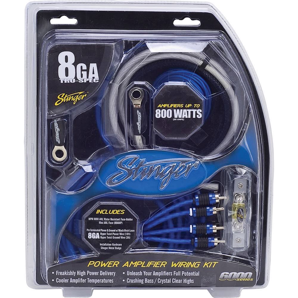 Alt View 11. Stinger - 6000 Series 8GA Complete Amplifier Wiring Kit for Car Audio Systems up to 800W/70A - Blue.