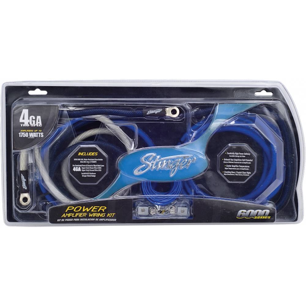 Alt View 11. Stinger - 6000 Series 4GA Power Amplifier Wiring Kit for Car Audio Systems up to 1750W/175A - Blue.