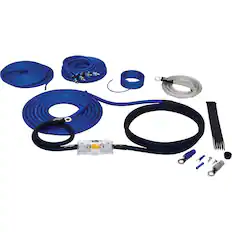 Front. Stinger - 6000 Series 4GA Complete Amplifier Wiring Kit for Car Audio Systems up to 1750W/175A - Blue.