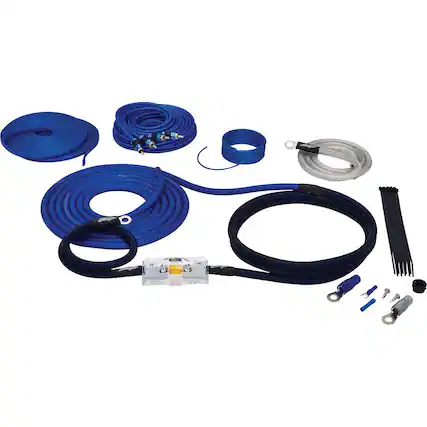 Front. Stinger - 6000 Series 4GA Complete Amplifier Wiring Kit for Car Audio Systems up to 1750W/175A - Blue.