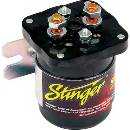 Front. Stinger - 200-Amp Battery Relay and Isolator - Red/Black.
