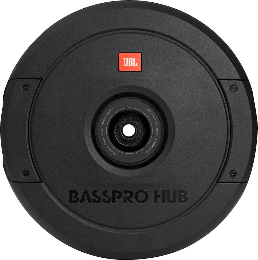 Front. JBL - BassPro Hub 11" Single-Voice-Coil 2-Ohm Subwoofer with Integrated 200W Class D Amplifier - Black.