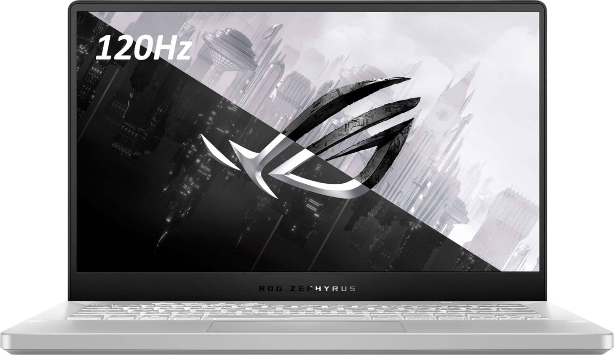 Front. ASUS - ROG Zephyrus G14 14" Gaming Laptop - AMD Ryzen 9 - 16GB Memory - NVIDIA GeForce RTX 2060 Max-Q - 1TB SSD - Moonlight White.