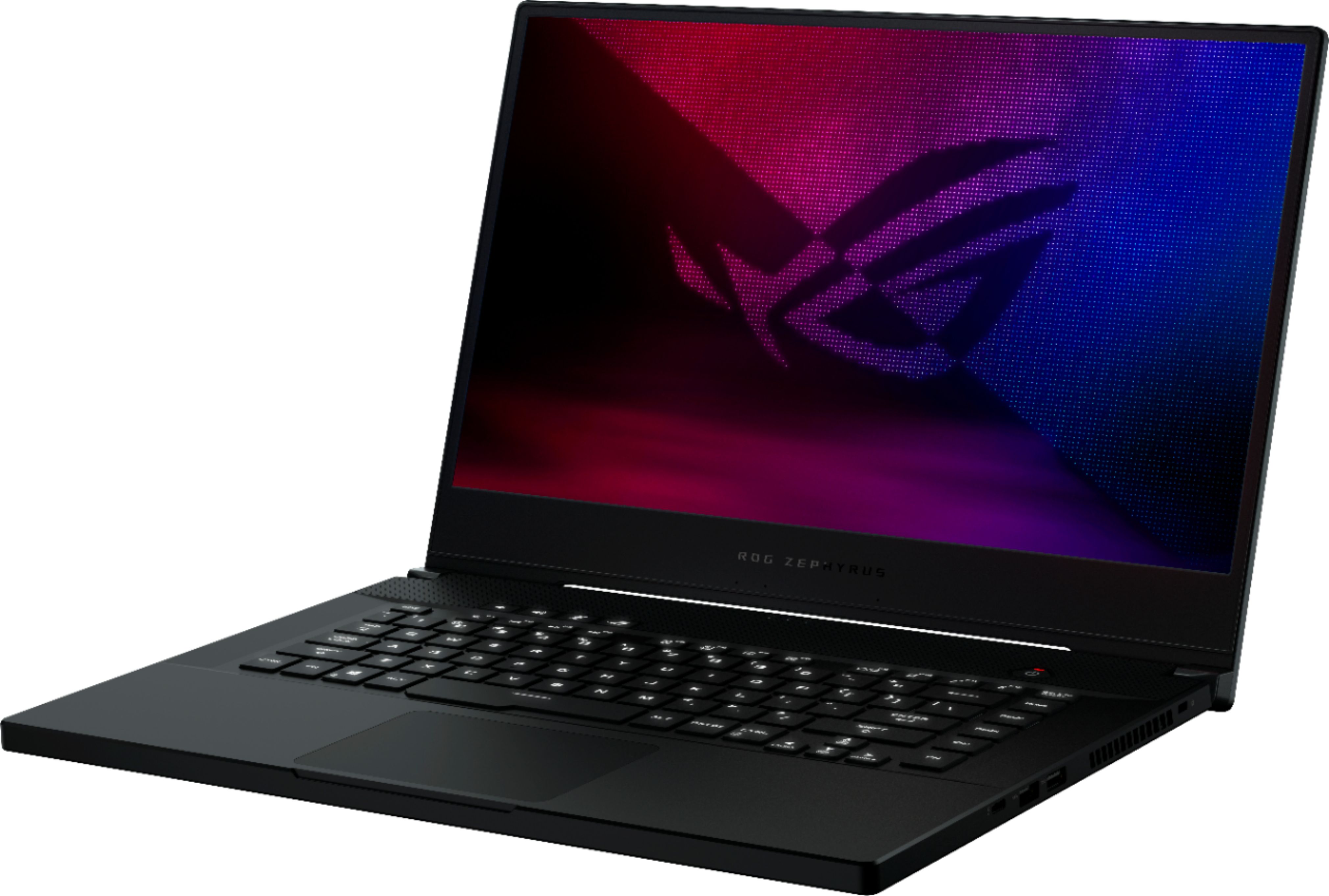 Left View: ASUS - ROG Zephyrus M15 15.6" 4K Ultra HD Gaming Laptop - Intel Core i7 - 16GB Memory - NVIDIA GeForce RTX 2060 - 1TB SSD - Prism Black