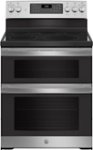 Front Zoom. GE - 6.6 Cu. Ft. Freestanding Double Oven Electric Convection Range with Self-Steam Cleaning and No-Preheat Air Fry - Stainless Steel.