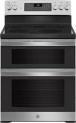 GE - 6.6 Cu. Ft. Freestanding Double Oven Electric Convection Range with Self-Steam Cleaning and No-Preheat Air Fry - Stainless steel - Front_Zoom