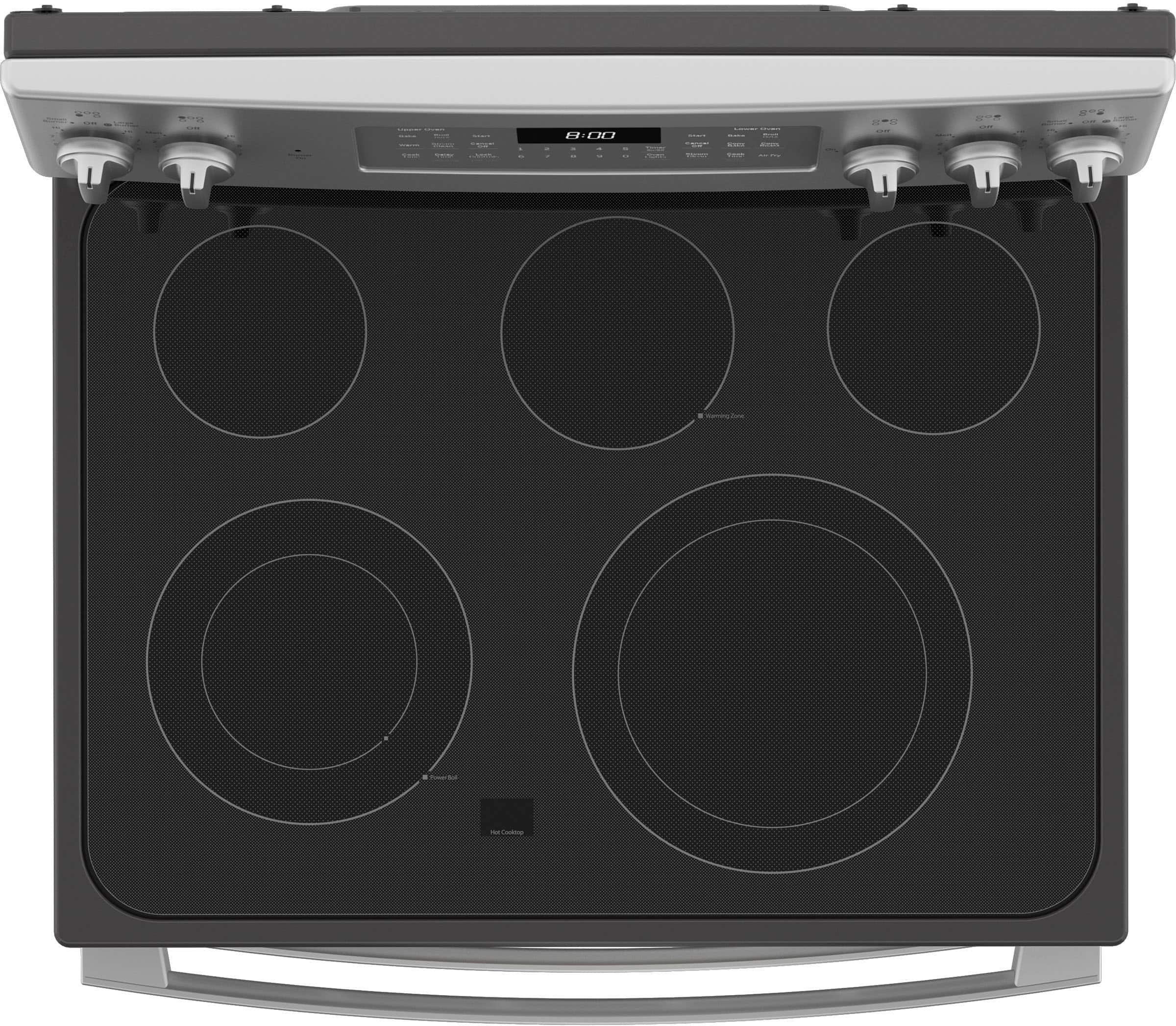 Alt View 11. GE - 6.6 Cu. Ft. Freestanding Double Oven Electric Convection Range with Self-Steam Cleaning and No-Preheat Air Fry - Stainless Steel.